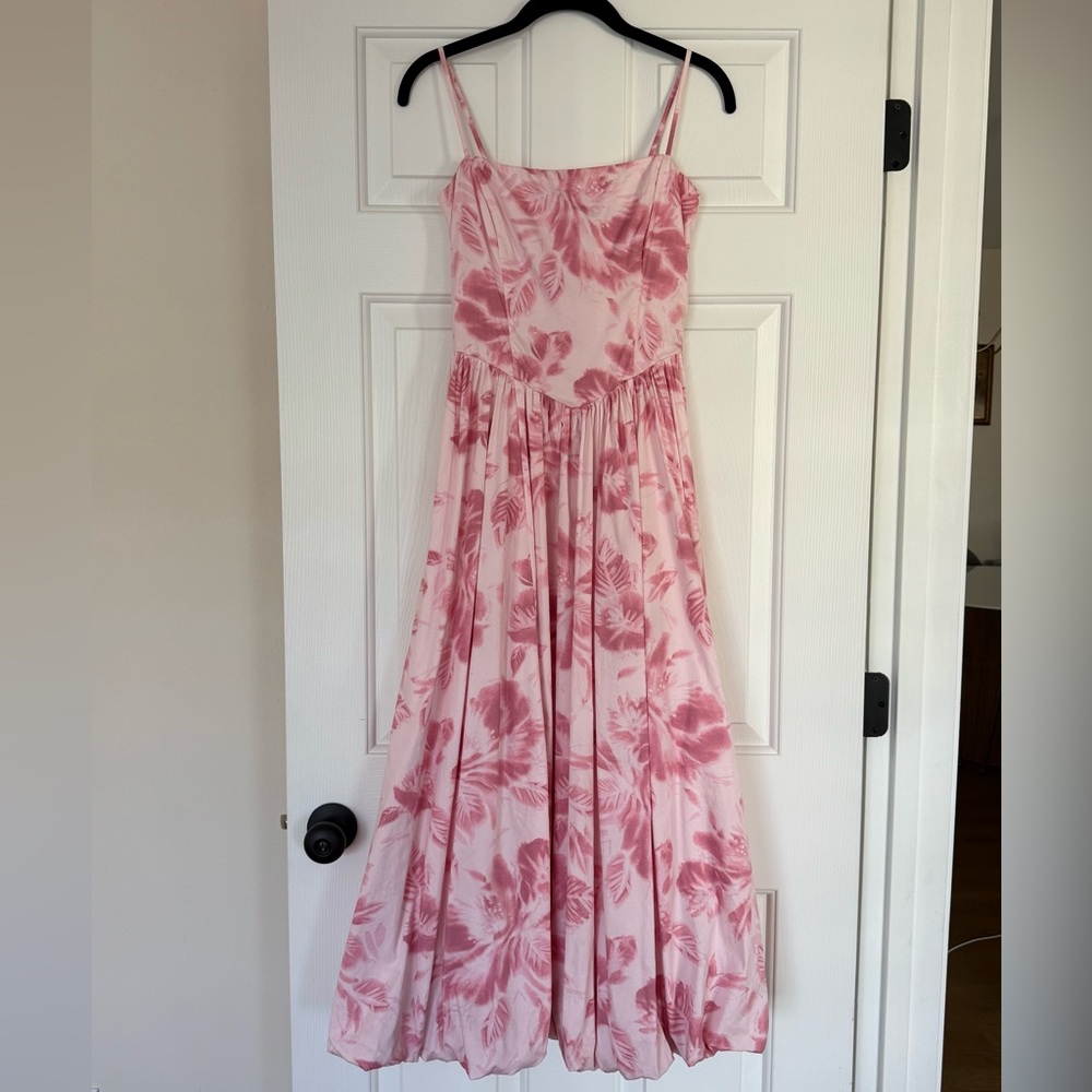 XS Abercrombie Dipped- Waist Bubble Hem Midi Dress